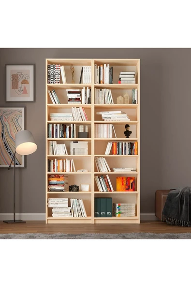 Asra Trend MDF Akça Ağaç Kitaplık – Ayarlanabilir Raflar, Ev & Ofis Modern Dekoratif Kitaplık, K-12 - Resim 4