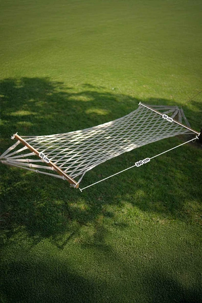 Pikas Tek Kişilik Polyester İpli Çift Sarım Çift Örgülü Hamak - 5