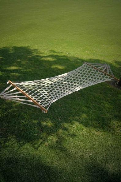 Pikas Tek Kişilik Polyester İpli Çift Sarım Çift Örgülü Hamak