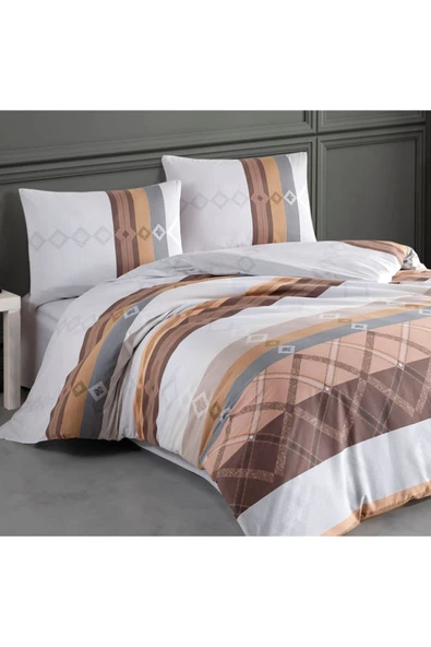 Kristal Ranforce Nevresim Takımı Çift Kişilik Olimpos Kahverengi - Resim 2