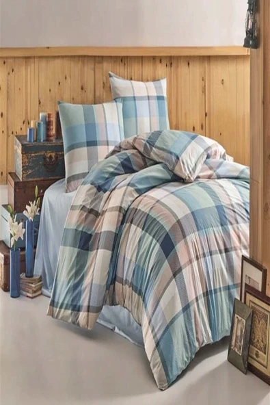 Kristal Ranforce Çift Kişilik Nevresim Takımı Pamir Turkuaz ürün görseli