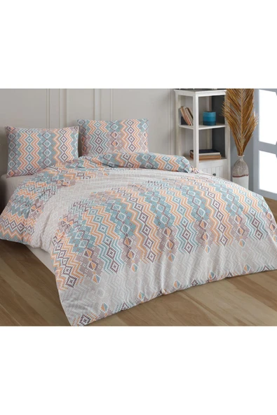 Kristal Nevresim Takım Çift Kişilik Kilim Somon - Resim 2