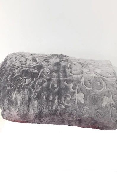Marka Desenli Çift Kişilik Battaniye - Gri - 3