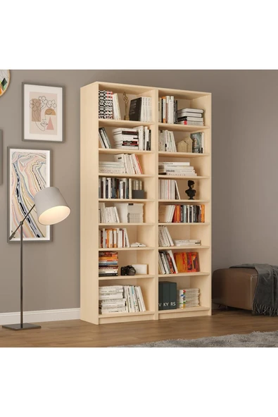 Asra Trend MDF Akça Ağaç Kitaplık – Ayarlanabilir Raflar, Ev & Ofis Modern Dekoratif Kitaplık, K-12 ürün görseli