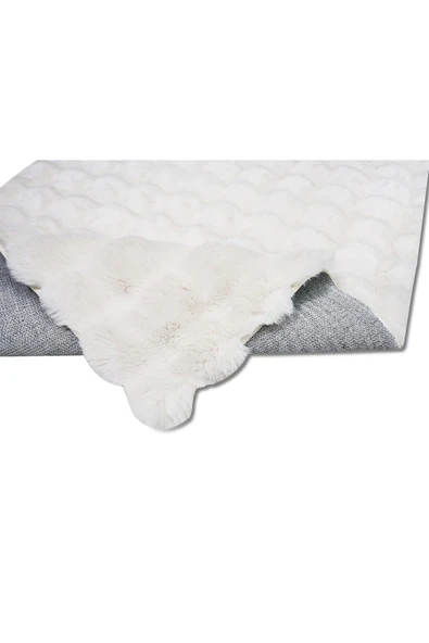 Bubble Apex Kabartmalı Peluş Post Halı Krem - Resim 4