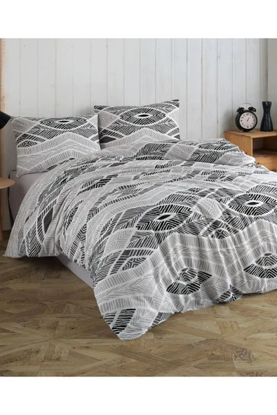 Kristal Ranforce Kutulu Nevresim Takımı Çift Kişilik Hitit Gri ürün görseli