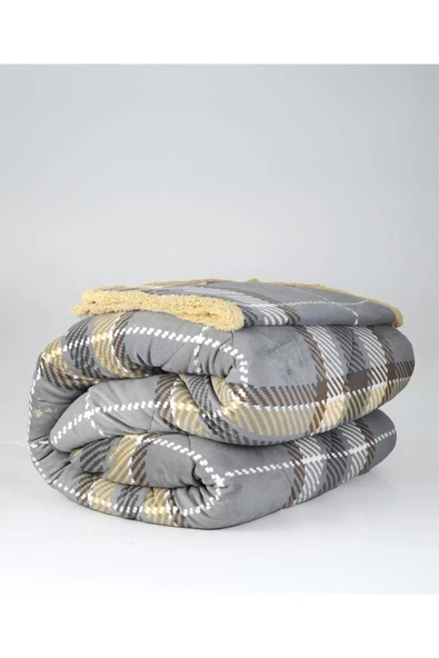 Merinos Comforter Çift Kişilik Yorgan Set Antonin Gri-Sarı - 5