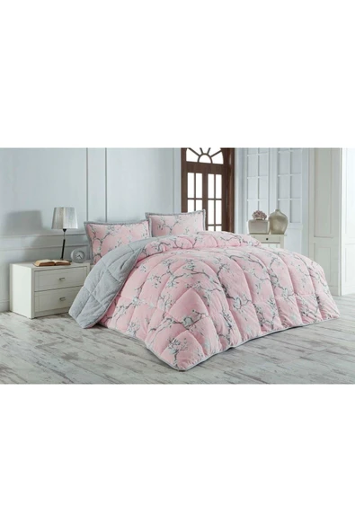 Eylül Comforter Gri Tek Kişilik Yorgan Seti