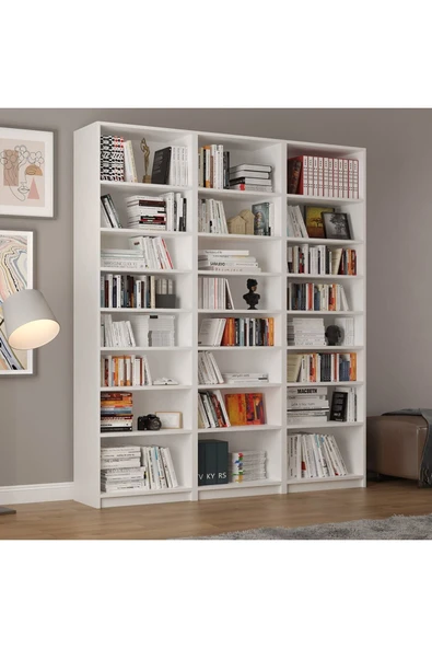 Asra Trend %100 MDFLAM Beyaz Kitaplık K-20 - 2