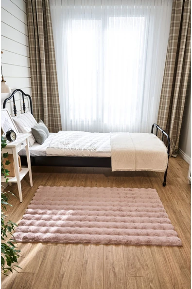 Bubble Apex Kabartmalı Peluş Post Halı Pudra ürün görseli