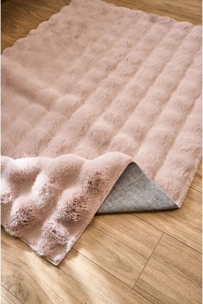 Bubble Apex Kabartmalı Peluş Post Halı Pudra - Resim 3
