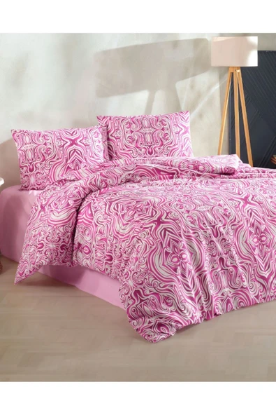 Kristal Ranforce Nevresim Takım Çift Kişilik Elvin Fuşya - Resim 2