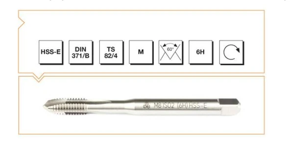 Makina Takım HSS-E DIN371/B Eğik Ağız Makina Kılavuzu M2.5 - MTE B00105710250 ürün görseli