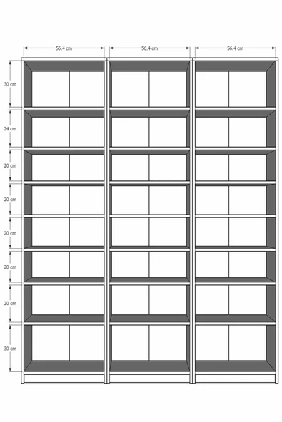 Asra Trend MDF Beyaz/Koyu Gri Kitaplık – Ayarlanabilir Raf, Ev&Ofis Modern Dekoratif Kitaplık, K-28 - Resim 2