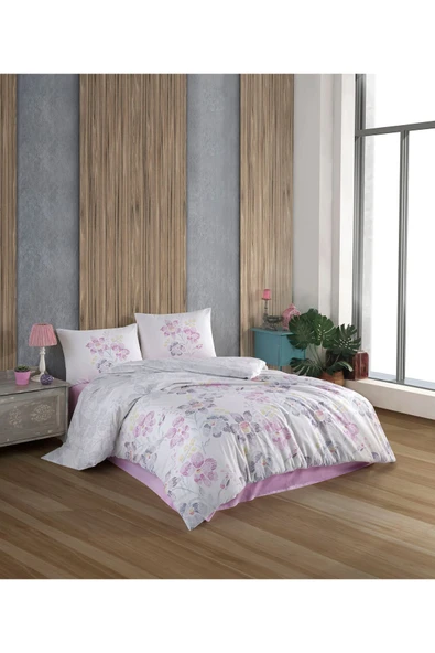 Kristal Ranforce Kutulu Nevresim Takımı Çift Kişilik Gelincik Pembe ürün görseli