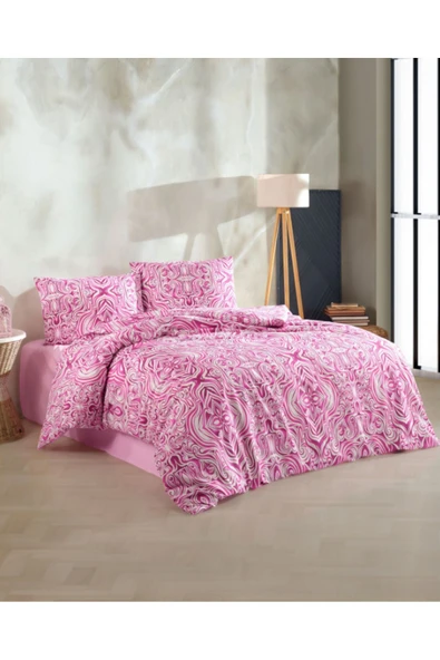 Kristal Ranforce Nevresim Takım Çift Kişilik Elvin Fuşya ürün görseli