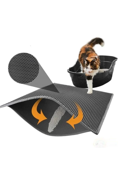 Elekli Kedi Tuvalet Önü Kedi Kum Paspası Gri Delikli Kedi Tuvaleti Kedi Kumu Paspası