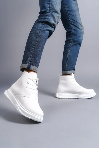 ET204 Franca Bağcıklı Cilt Erkek Spor Bot BT - Beyaz - Resim 2