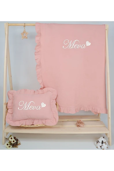 gros shop 4 Katlı Müslin 5'li Kimono Bağcıklı Tulum %100Pamuk Hastane Çıkışı(Kişiye Özgü İsimli Nakış Desenli) - Resim 2