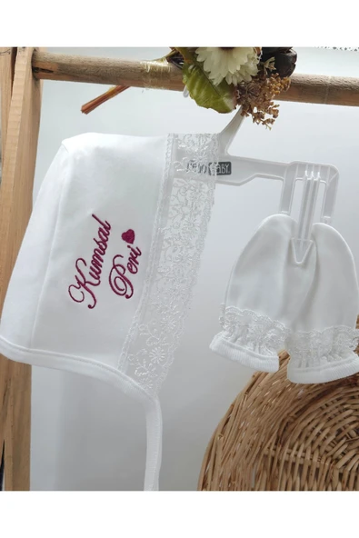 gros shop Yeni Doğan Dantelli 3'lü Hastane Çıkış Tulum Seti - 3