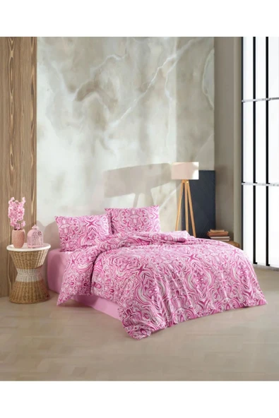 Kristal Ranforce Kutulu Nevresim Takımı Tek Kişilik Elvin Fuşya ürün görseli