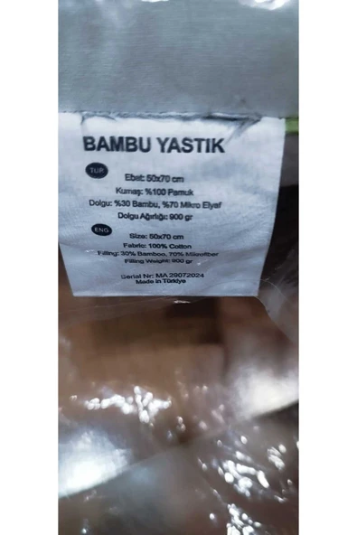 Yünteks Premium Biyeli Bambu Yastık ,1000gr - 3