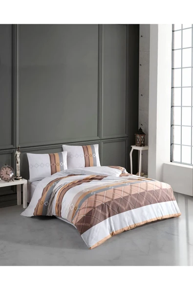 Kristal Ranforce Kutulu Nevresim Takımı Tek Kişilik Olimpos Kahve ürün görseli