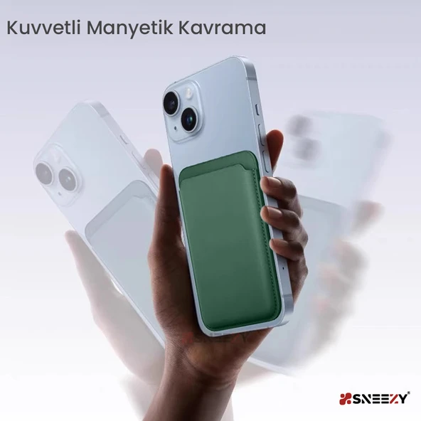 İphone 16-16 Plus - 16 Pro - 16 Pro max Uyumlu Birinci Sınıf Magsafe Cüzdan Magsafe Deri Kartlık  Haki - 5