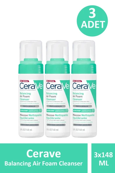 Cerave Balancing Air Foam Cleanser 148 ml 3 Adet