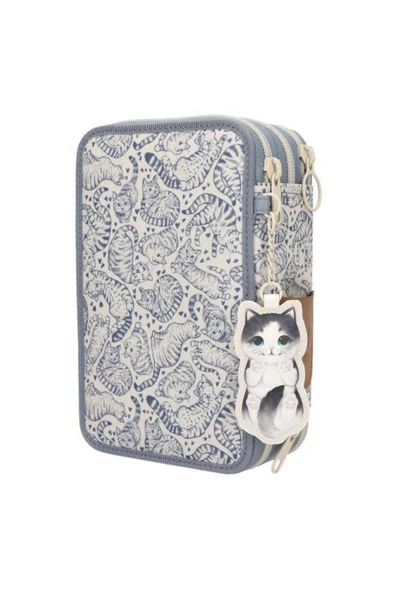 Üçlü Kalem Kutusu Cat Love - Resim 4