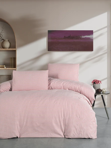 Tek Kişilik Nevresim Seti - Gül Kurusu Saten (ÇARŞAFSIZ)