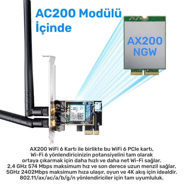 Cudy WE3000 5,2 Bluetooth, 2402Mbps Wi-Fi 6 Express Adaptör - Resim 4