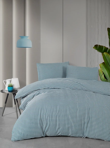 Tek Kişilik Nevresim Seti - Yeşil Saten (ÇARŞAFSIZ) ürün görseli 1