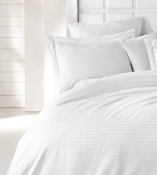 Tek Kişilik Nevresim Seti - Beyaz Saten (ÇARŞAFSIZ) - 2