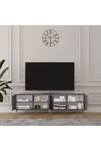 Asra Trend %100 MDFLAM Tv Ünitesi Koyu Gri T-04 - 2