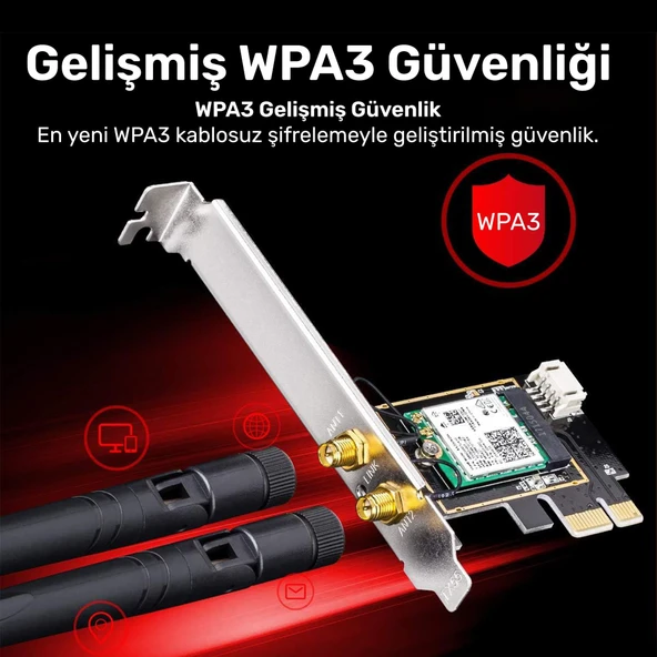 Cudy WE3000 5,2 Bluetooth, 2402Mbps Wi-Fi 6 Express Adaptör - Resim 3