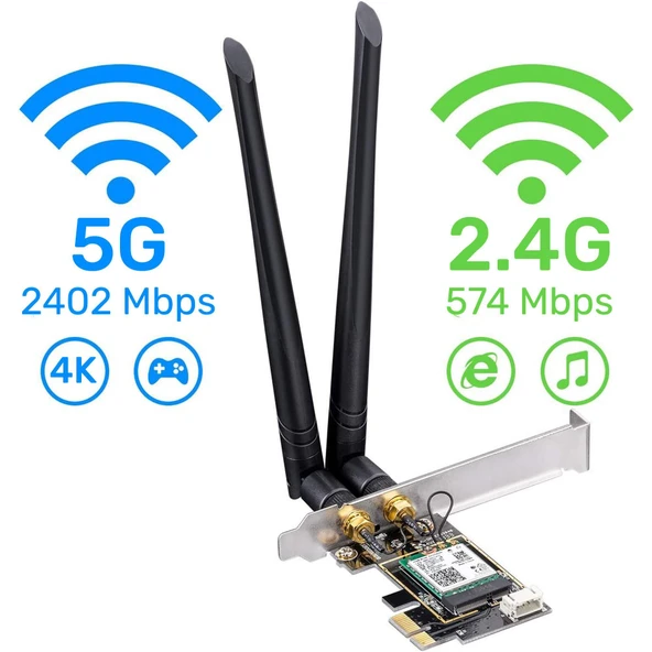 Cudy WE3000 5,2 Bluetooth, 2402Mbps Wi-Fi 6 Express Adaptör - Resim 8