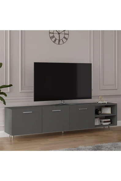 Asra Trend MDF Koyu Gri TV Ünitesi - 200 cm, Şık & Modern Tasarım TV Sehpası, T-21 ürün görseli