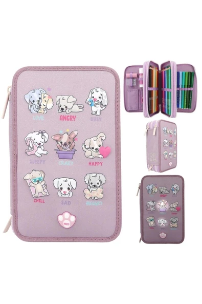 Üçlü Kalem Kutusu Led Köpekler Ruh Hali ürün görseli 1