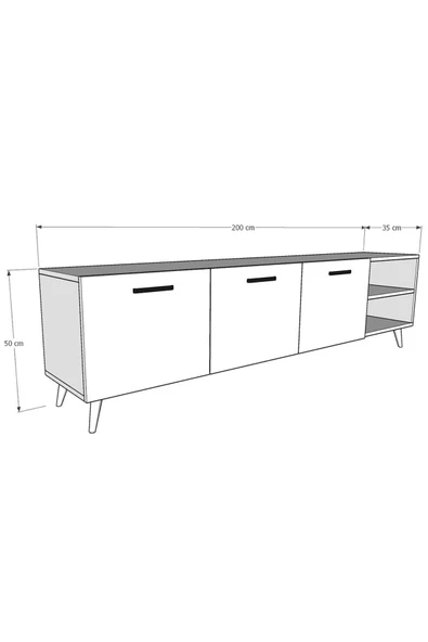 Asra Trend MDF Koyu Gri TV Ünitesi - 200 cm, Şık & Modern Tasarım TV Sehpası, T-21 - Resim 4