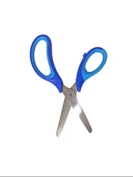 Çocuk makası Küt Uçlu Cetvelli Okul Makası- Mavi