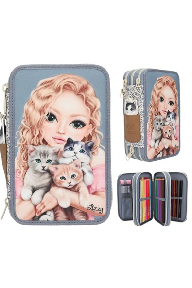 Üçlü Kalem Kutusu Cat Love ürün görseli