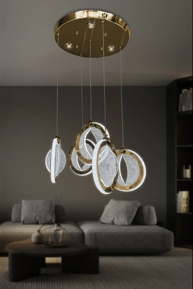 5 li Halka Sarkıt Led Avize - 4