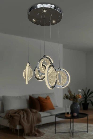 5 li Halka Sarkıt Led Avize - 7