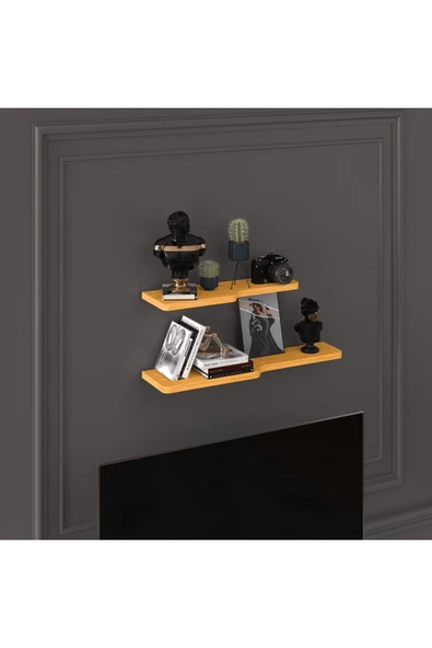 Doğal Modern Organizer Düzenleyici 2'li Kıvrımlı Dekoratif Kitaplık Banyo Mutfak Duvar Rafı - 6