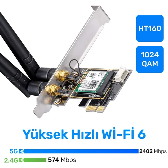 Cudy WE3000 5,2 Bluetooth, 2402Mbps Wi-Fi 6 Express Adaptör - Resim 6