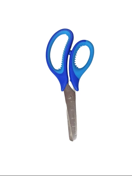 Çocuk makası Küt Uçlu Cetvelli Okul Makası- Mavi - 2