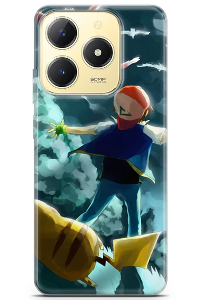 Uvilda Realme C61 Uyumlu Pokemon 19 Baskılı Telefon Kabı Spearow Pokemon