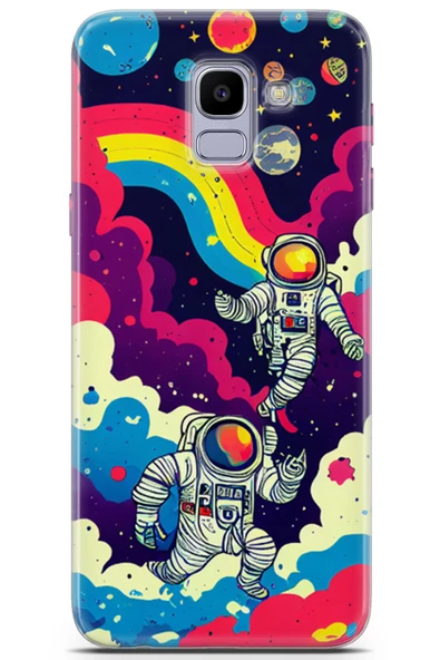 Uvilda Samsung Galaxy J6 Uyumlu Renkler 15 Telefon Kabı Astronot Gezegen