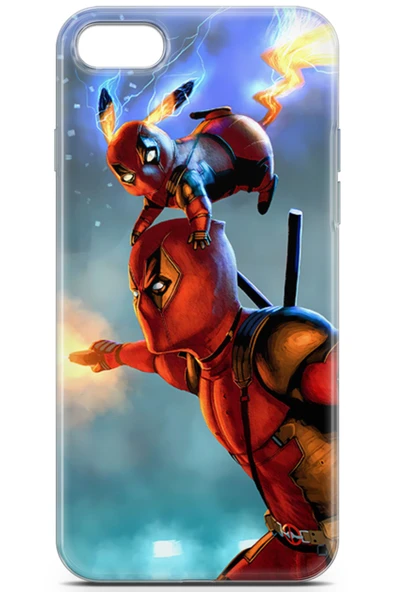 Uvilda Apple iPhone 7 Uyumlu Manga 24 Baskılı Kapak Deadpool Ve Pikachu - 2